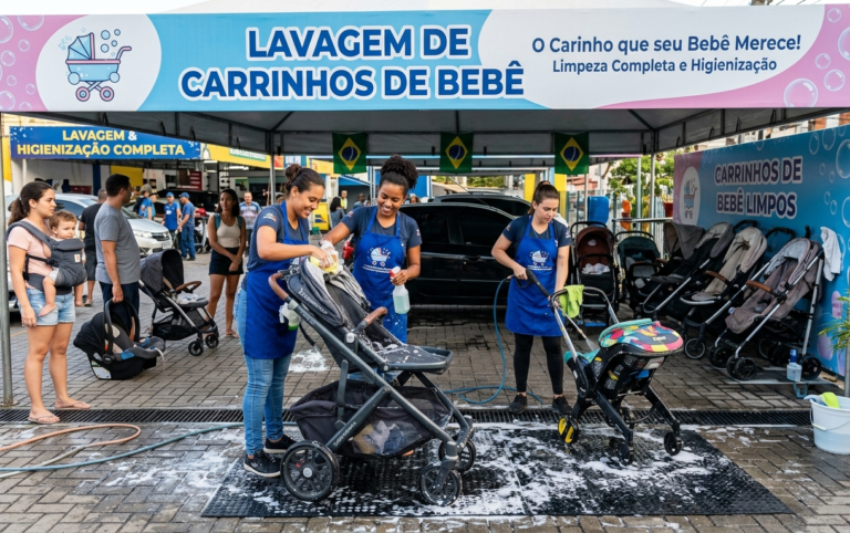 Lavagem e higienização do carrinho de bebê